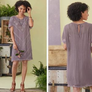 Sundance Dress Womens Small violet embroidered Mesh Lace Boho Minimalist